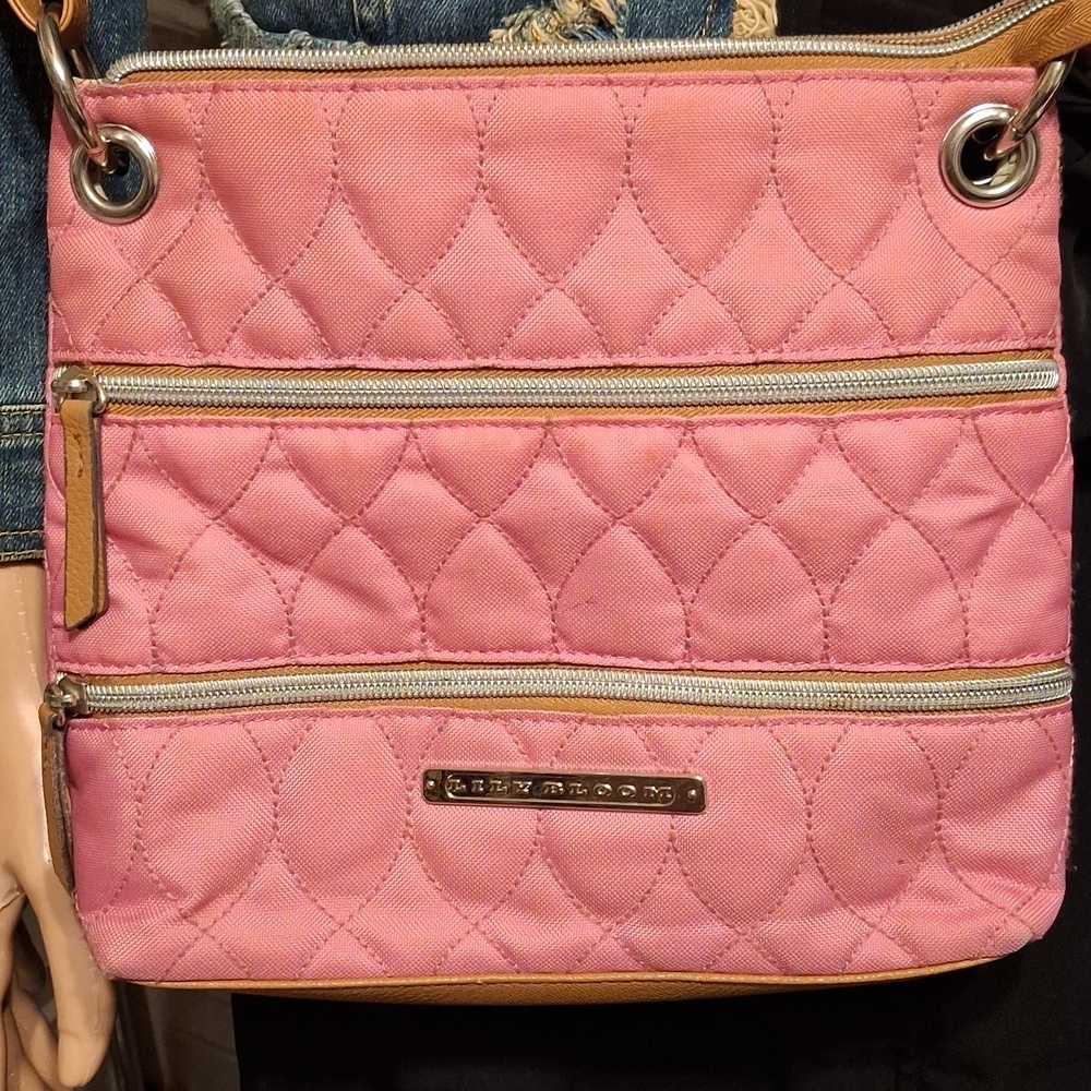Lily Bloom pink quilted sling crossbody bag 9.5x8 - Picture 2 of 4